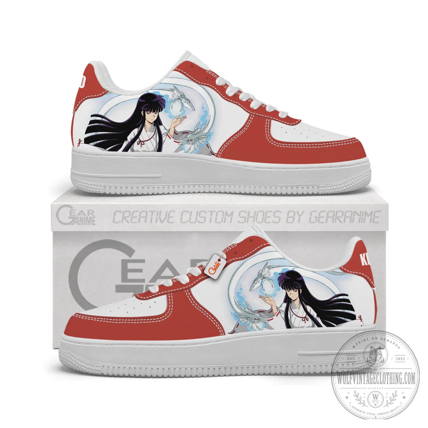 Kikyo Inuyasha Anime Character Custom Printed Low Top Sneakers