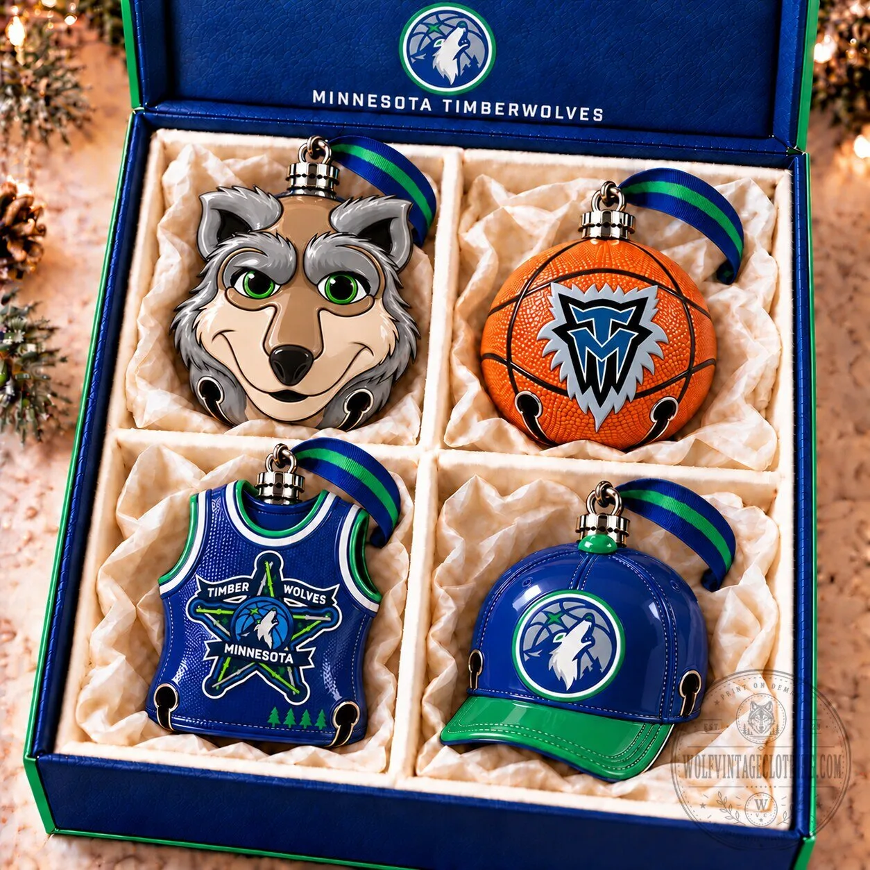 Minnesota Timberwolves Christmas Tree Ornament Set 5 Minnesota Timberwolves Christmas Tree Ornament Set