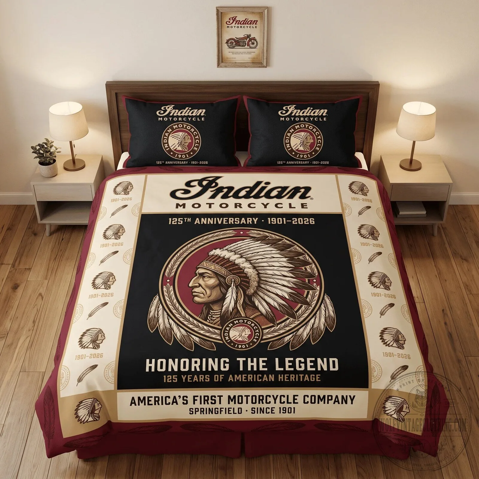 125th Anniversary Bedding Set Celebrating the Legacy of Indian Motorcycle 3 125th Anniversary Bedding Set Celebrating the Legacy of Indian Motorcycle
