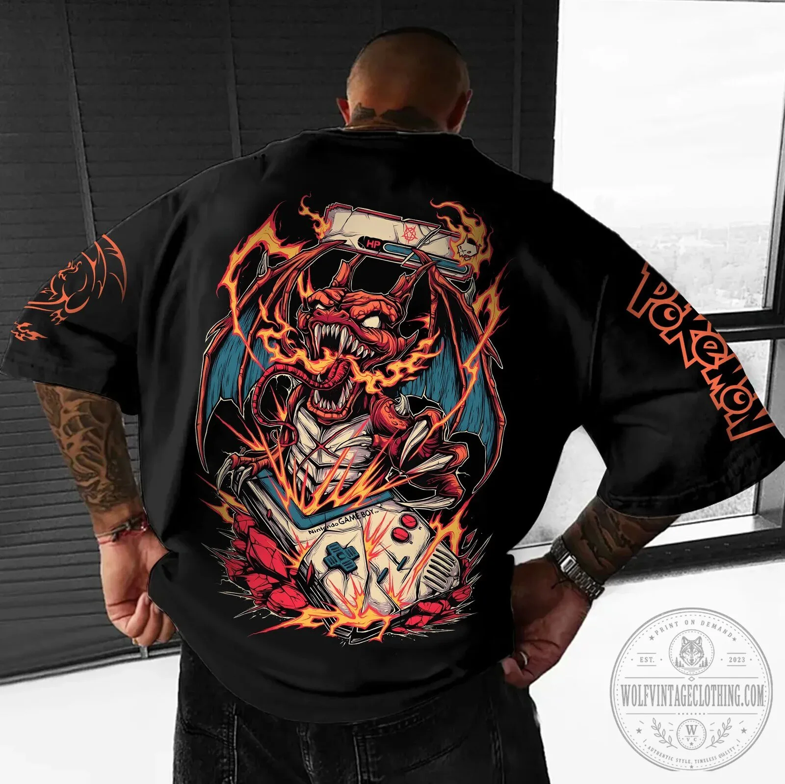 Pokemon Charizard Game Boy Vintage Graphic Black Unisex T-Shirt 5 Pokemon Charizard Game Boy Vintage Graphic Black Unisex T-Shirt