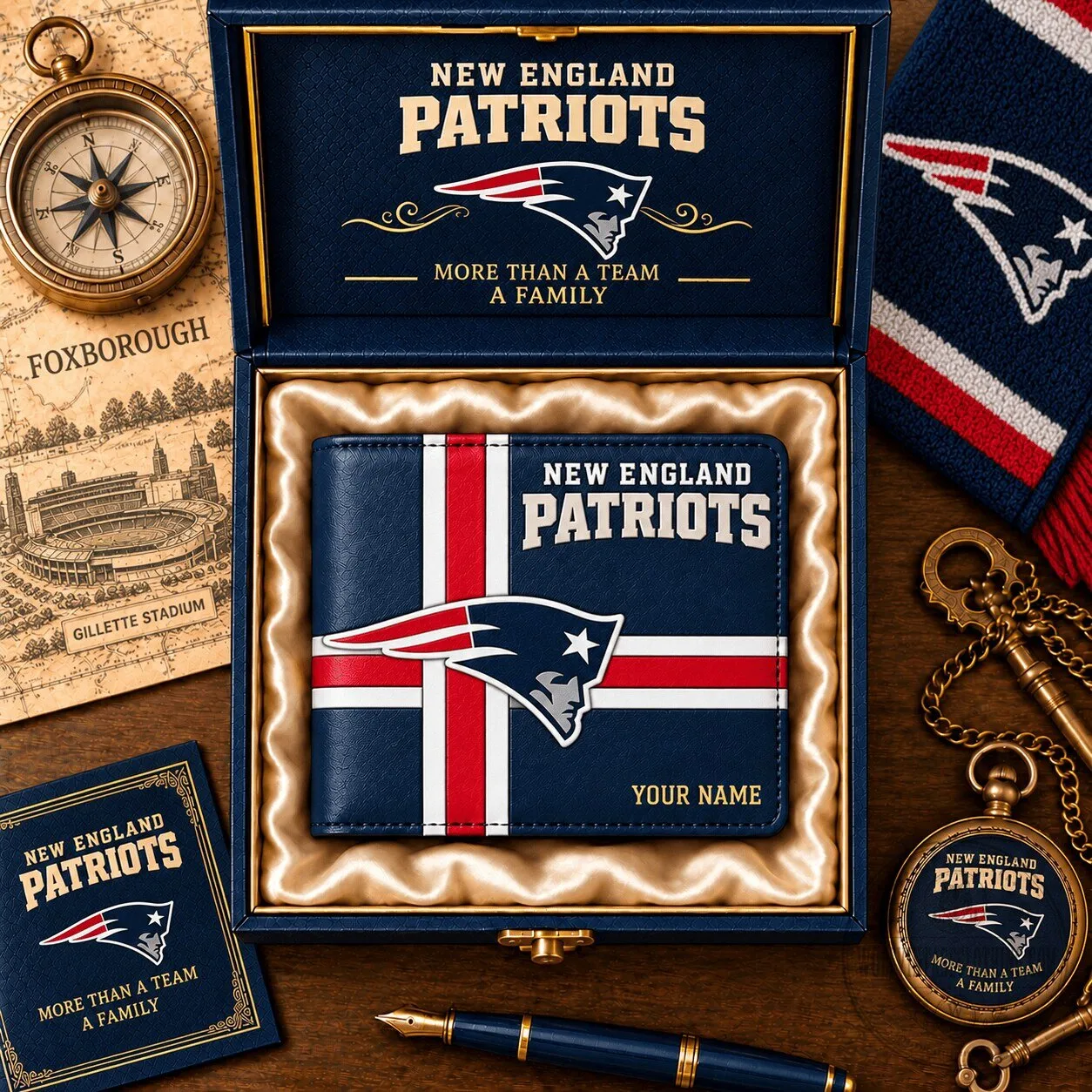 New England Patriots Personalized Custom Name Football Team Wallet