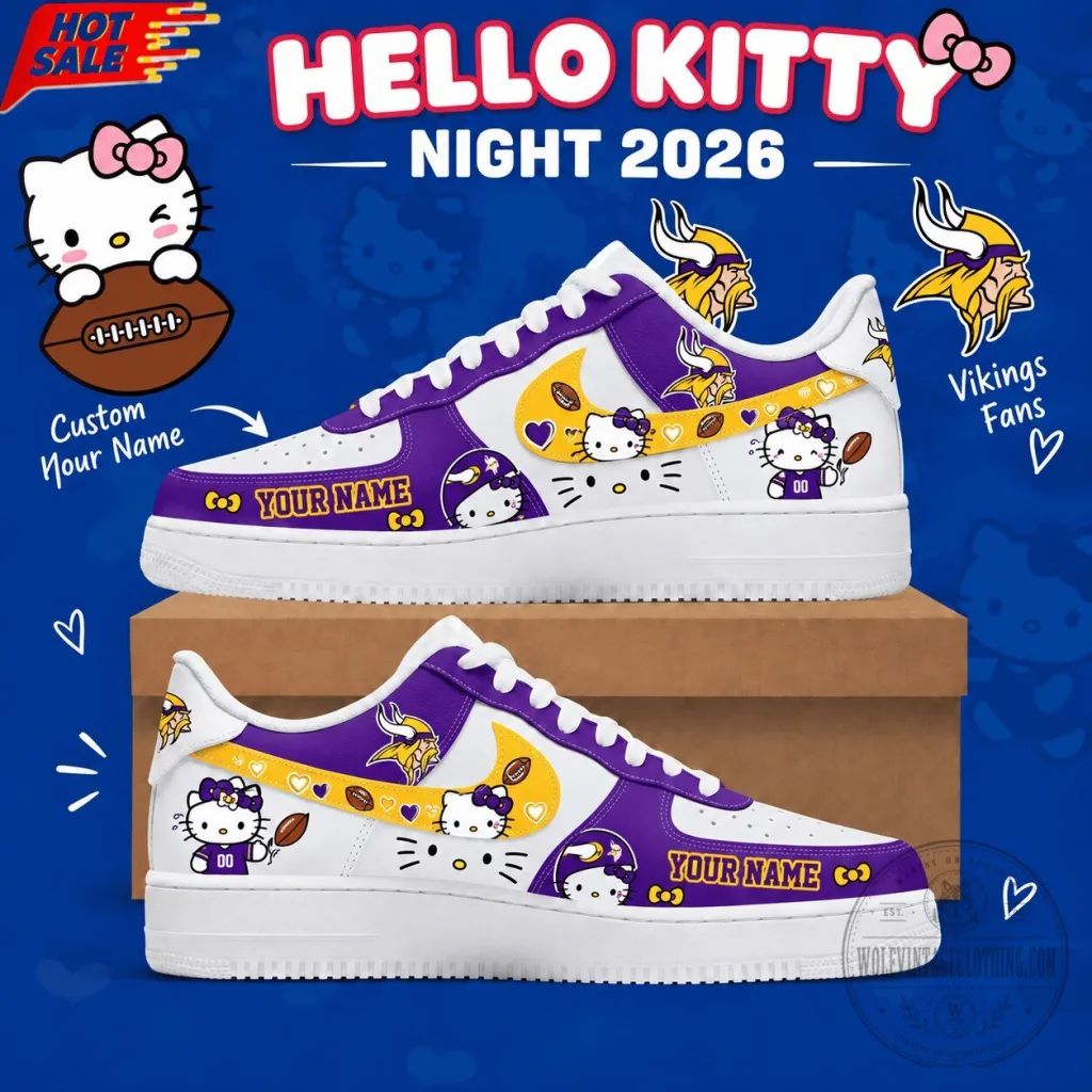 Minnesota Vikings Hello Kitty Custom Name White Low Top Sneakers Minnesota Vikings Hello Kitty Custom Name White Low Top Sneakers