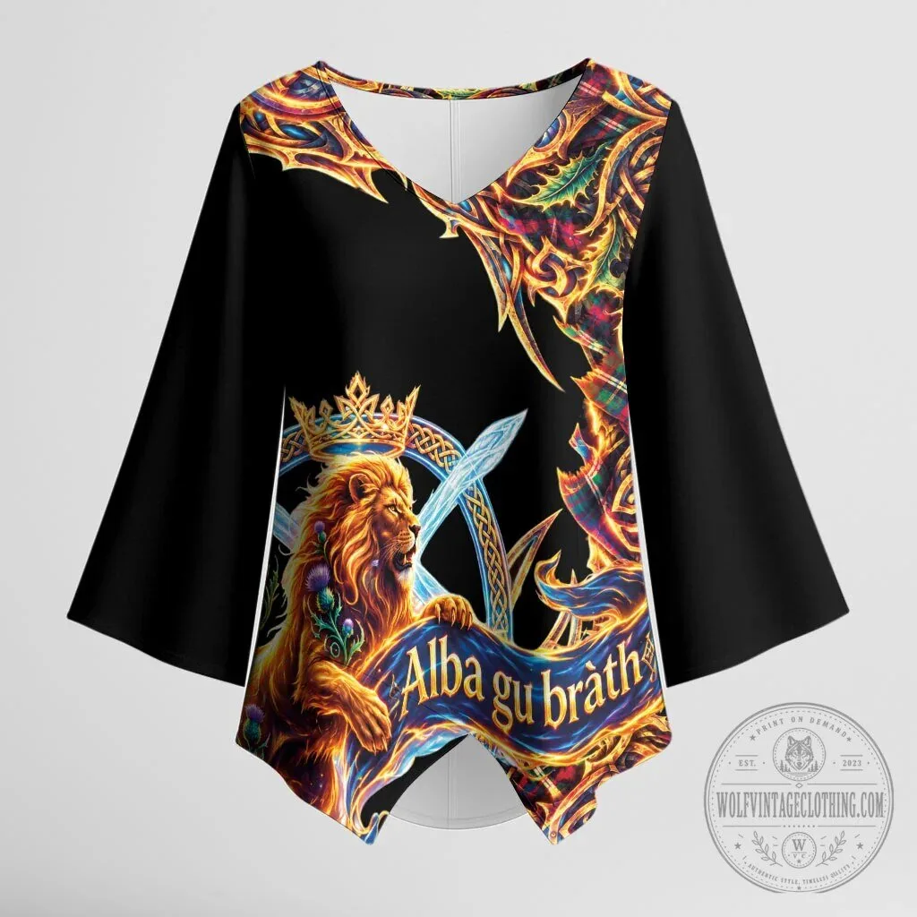 Scotland Forever Royal Lion Celtic Tartan Gothic Vibe Kimono Sleeve Blouse 9 Scotland Forever Royal Lion Celtic Tartan Gothic Vibe Kimono Sleeve Blouse