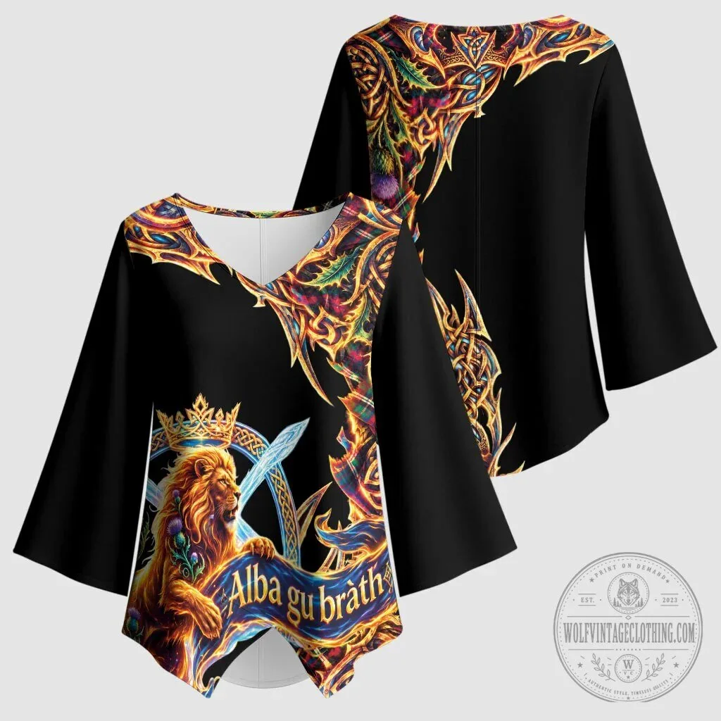 Scotland Forever Royal Lion Celtic Tartan Gothic Vibe Kimono Sleeve Blouse 11 Scotland Forever Royal Lion Celtic Tartan Gothic Vibe Kimono Sleeve Blouse