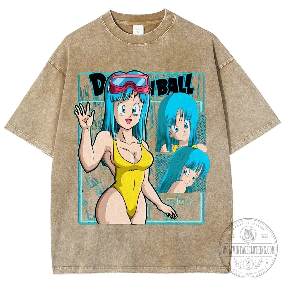 Dragon Ball Bulma Anime Character Vintage Washed Graphic T-Shirt 5 Dragon Ball Bulma Anime Character Vintage Washed Graphic T-Shirt